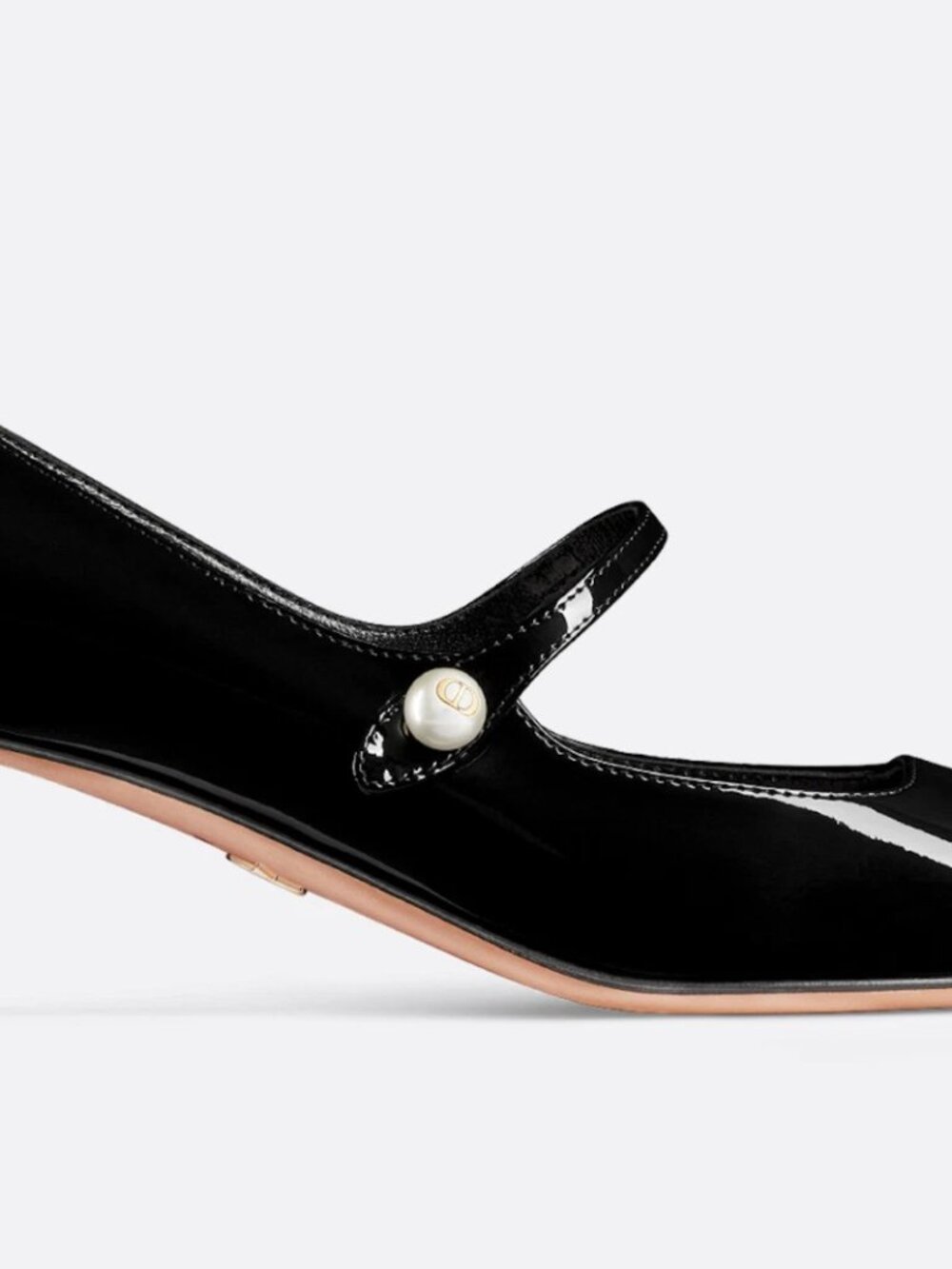 Christian Dior Jolie Black Patent Leather Maryjane Pearl Strap Heel Pump 38.5